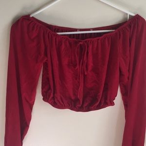 Red Off The Shoulder Crop Top